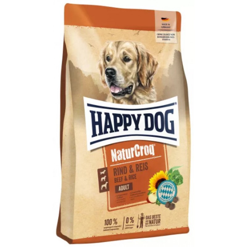 Happy Dog NaturCroq για ενήλικα σκυλιά με βοδινό/ρύζι 4kg