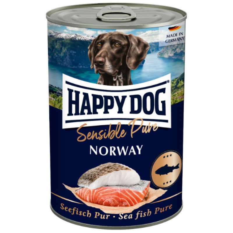 Happy Dog Norway Πλήρης τροφή για ενήλικους σκύλους χωρίς σιτηρά με σολομό και λευκό ψάρι