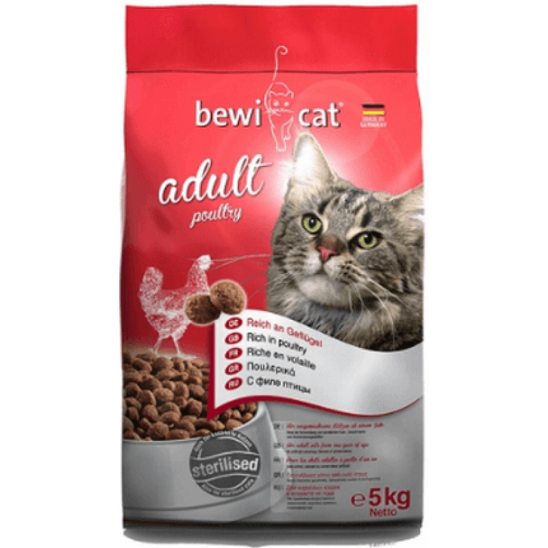 Bewi adult poultry τροφή για ενήλικες γάτες πλούσια σε πουλερικά 5kg