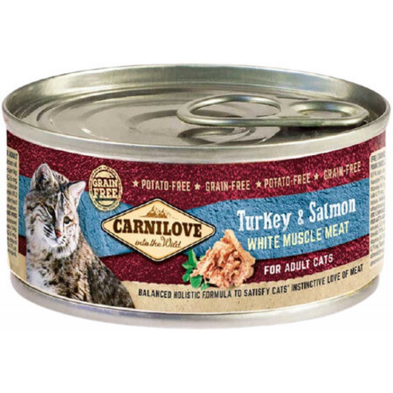 Carnilove Cat κονσέρβα για ενήλικες γάτες με γαλοπούλα και σολομό 100gr