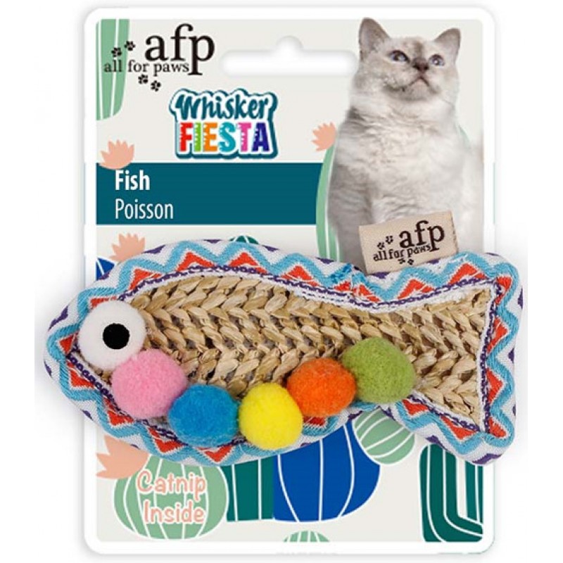 AFP παιχνίδι γάτας ψάθινο ψάρι με ελκυστικό βότανο και με περίεργα χρώματα που το κάνουν μοναδικό
