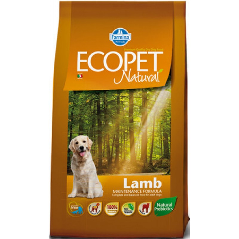 Farmina Ecopet πλήρης ισορροπημένη τροφή για ενήλικους σκύλους με προβλήματα πέψης medium με αρνί