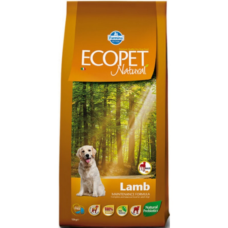 Farmina Ecopet natural ισορροπημένη τροφή για ενήλικους σκύλους με προβλήματα πέψης maxi αρνί 12kg