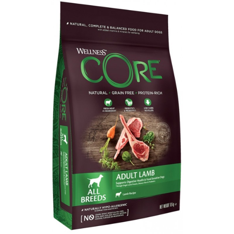 Wellness Core πλήρης τροφή για ενήλικους σκύλους με αρνί 10kg