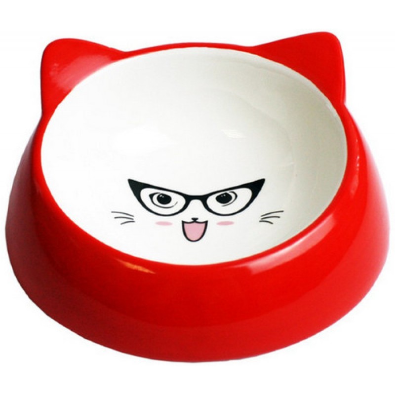 Happypet κόκκινο κεραμικό μπολ φαγητού γάτας διαμέτρου 14,5cm