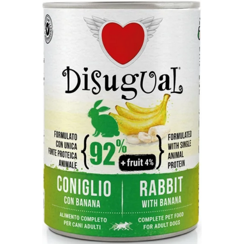 Disugual FRUIT Μονοπρωτεϊνική τροφή ενήλικου σκύλου πατέ Κουνέλι+Μπανάνα 400gr